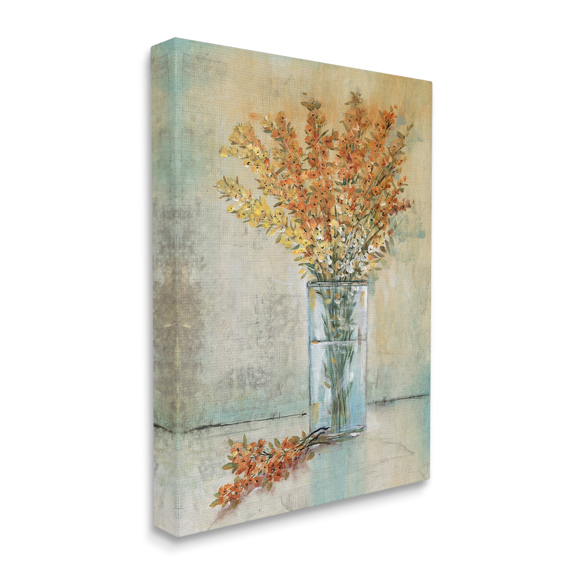Stupell Industries Orange Sprigs in Vase Botanical & Floral Painting Gallery Wrapped Canvas Art Print Wall Art, 36 x 48