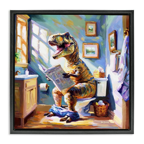 Stupell Industries Urban Bathing Bear Typography Painting Black Floater Framed Canvas Art Print Wall Art, 18 x 18