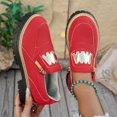 thumbnail image 2 of Red Women'S Fashion Loafers With Round Toe Side Zipper Chunky Heel Thick Sole Retro Frosted Casual Outdoor Indoor Shoes Heel Height 1.77 In Size 43 Weight 1.55 Lb, 2 of 9
