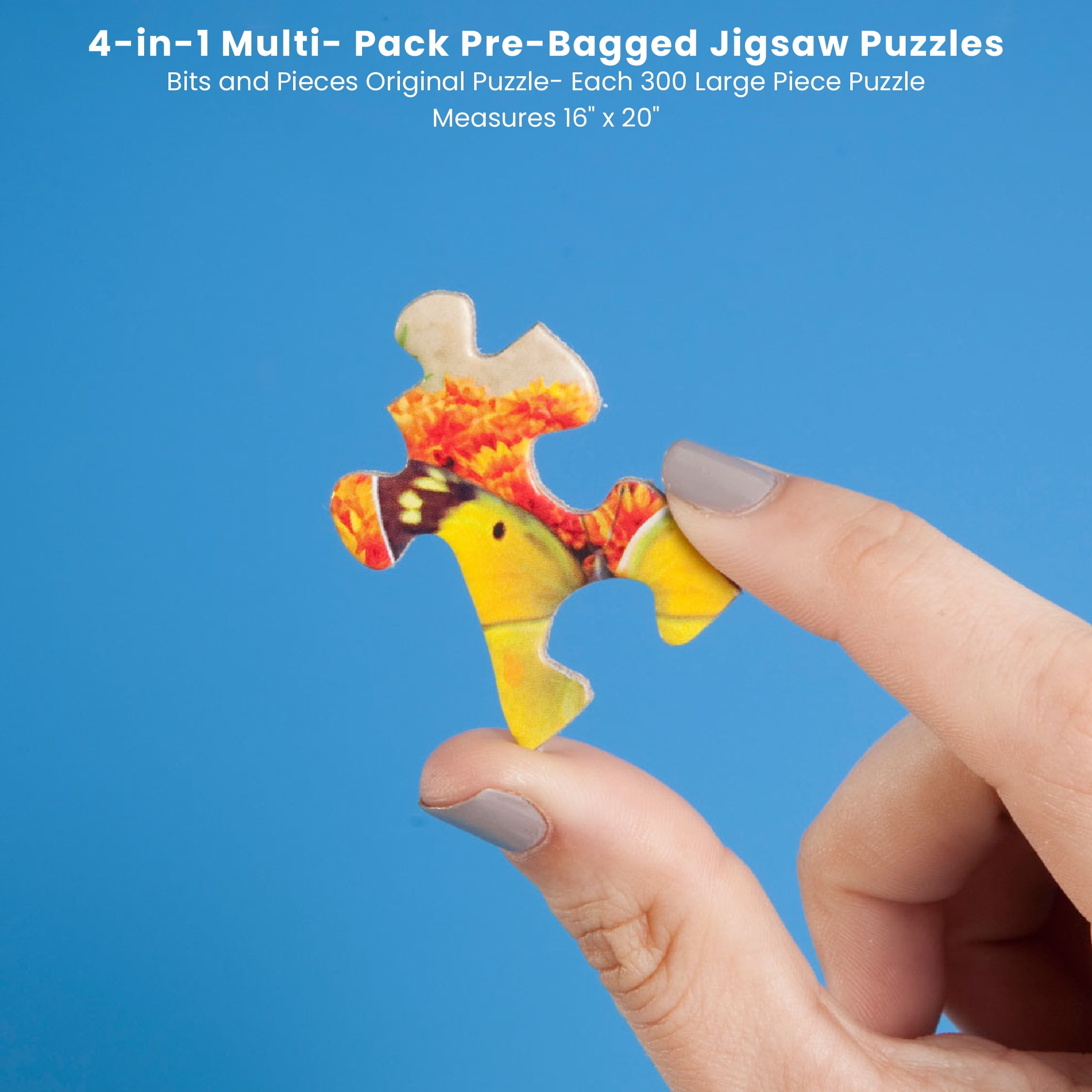 Bits and Pieces Jigsaw Puzzles Village Life 300 Piece 4-in-1 Multi-Pack 16" x 20"