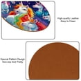 thumbnail image 5 of Unicorn Round Coasters Set of 6, Microfiber Leather Drink Coasters, 11x11 cm/4.3x4.3 in, Table Coasters for Glasses, Cups, Mugs - Black, 5 of 6