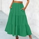 thumbnail image 2 of Falda boho de verano con cintura elástica y pliegues en línea A para mujer: falda de playa fluida con bolsillos, poliéster ligero para primavera/verano/otoño., 2 of 4