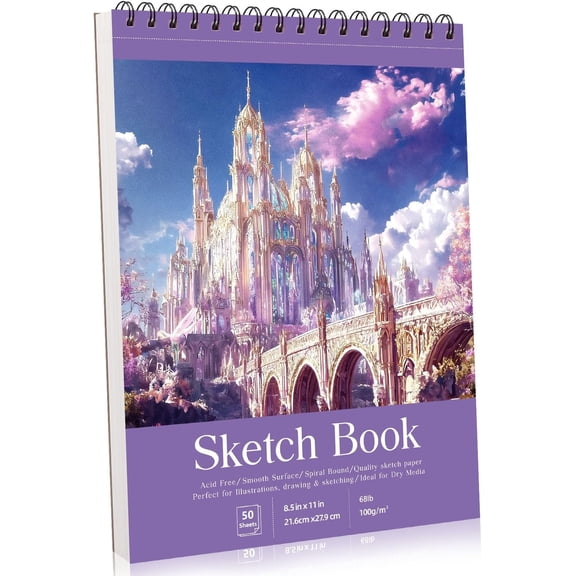Sketch Book 8.5x11 inch, Spiral Bound Sketch Pad 100 Sheets (68lb/100gsm), Acid-Free Sketchbook for Drawing Painting Sketching, Art Paper Drawing Supplies for Teens Adults Artists Ideal Gifts()