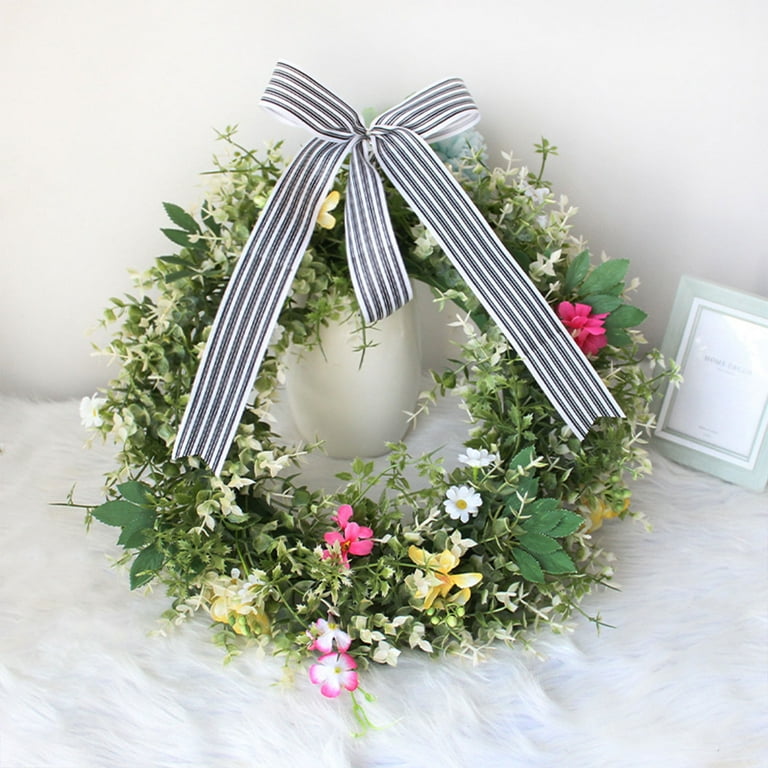 Heart Wreaths for Front Door Daisy Ribbon Bow Wreath Silk Flower Flower  Decoration Rattan Circle Door Hanging Lighted Garland for Front Door outside