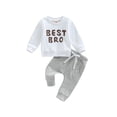thumbnail image 1 of Bagilaanoe 2Pcs Toddler Baby Boy Long Pants Set Letter Print Long Sleeve Sweatshirt Pullover Tops+ Trousers 6M 12M 18M 24M 3T Kids Casual Sweatsuit, 1 of 9