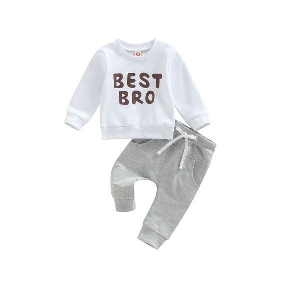 Bagilaanoe 2Pcs Toddler Baby Boy Long Pants Set Letter Print Long Sleeve Sweatshirt Pullover Tops+ Trousers 6M 12M 18M 24M 3T Kids Casual Sweatsuit
