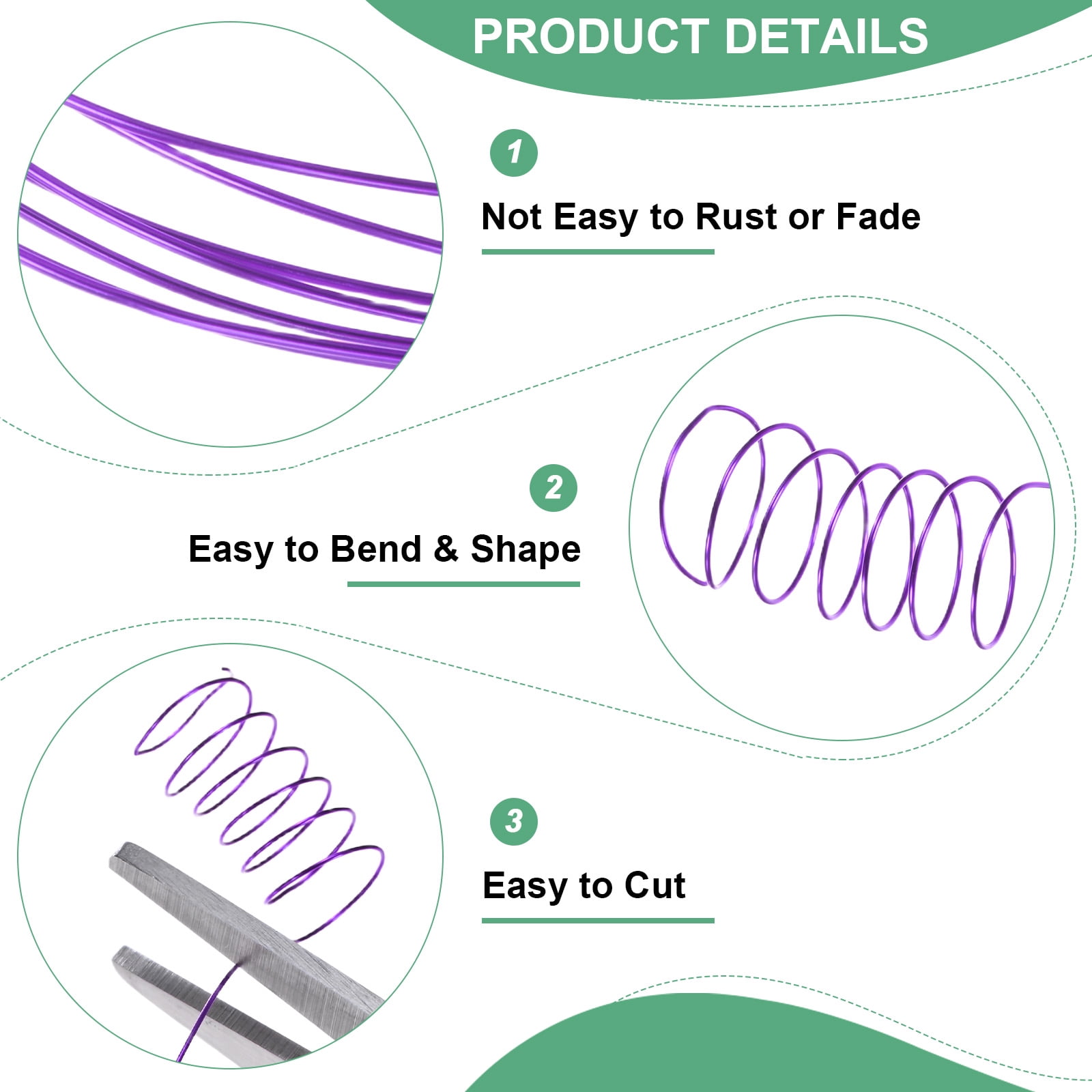Uxcell 2 Rolls 0.4mm Jewelry Wire 26 Gauge 328FT Copper Beading Wire Jewelry Making Planting Weaving DIY 100M Purple