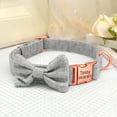 thumbnail image 6 of Beirui Personalized Tweed Dog Collar with Cute Bow Tie Engraved Name Tag Adjustable Pink Blue Gray, 6 of 9