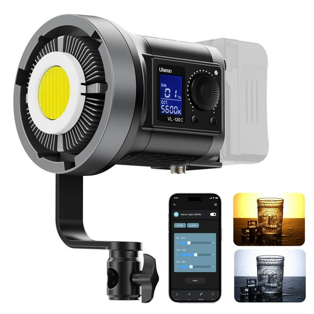 Lámpara de vídeo ULANZI LED COB de 120 W con montaje en V, 2700 K, 6500 K, 20700 lm