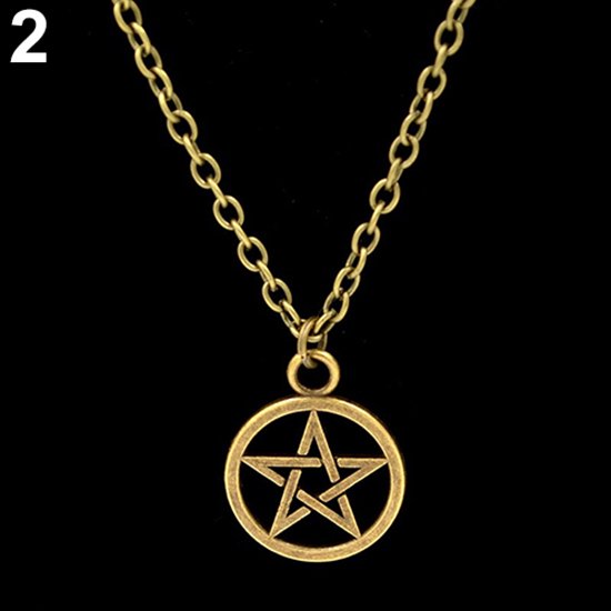 UDIYO Women Men Round Hollow Star Pentagram Pendant Necklace Xmas Gift Cool Jewelry
