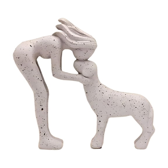 Rirozkan Woman and Dog Figurine, Resin Pet Lover Statue, Female with Dog Sculpture for Home, Commemorative Dog Mom Gift, Ornament for Dog Memorial Display