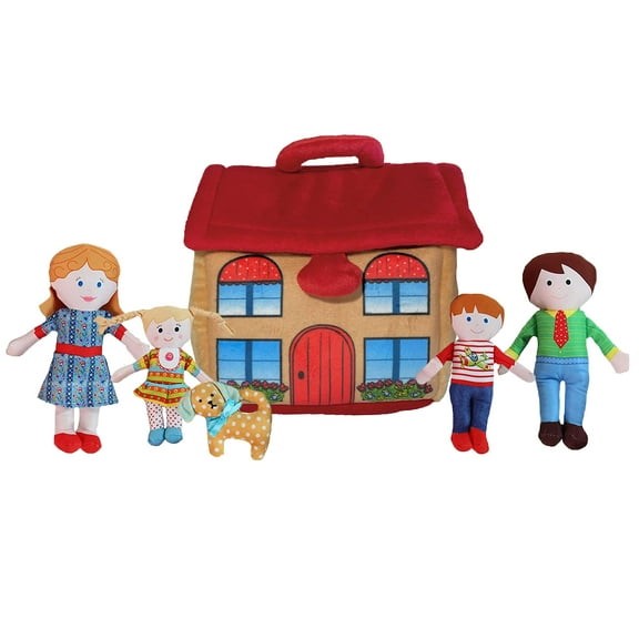 Snuggle Stuffs Happy Family Soft Plush Figure Doll Set with Toy House | Plush House, Plush Toys, Cute Plush Toys for Girls, Plush Figure Toys, Plush Toys for Boys, Soft Toys for Toddlers 1-3