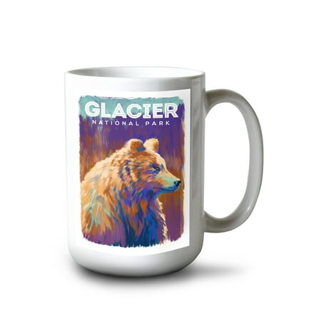 

15 fl oz Ceramic Mug Glacier National Park Montana Vivid Grizzly Bear Dishwasher & Microwave Safe