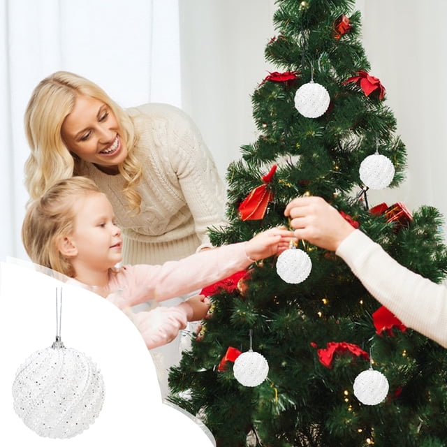 Fiudx Adornos para Árbol de Navidad, Elegantes Bolas de Espuma con Recubrimiento En Polvo Azul y Blanco, Decoración Navideña Versátil, Perfectos para Árboles y Coronas, Ligeros (8 Cm), Ideales para F