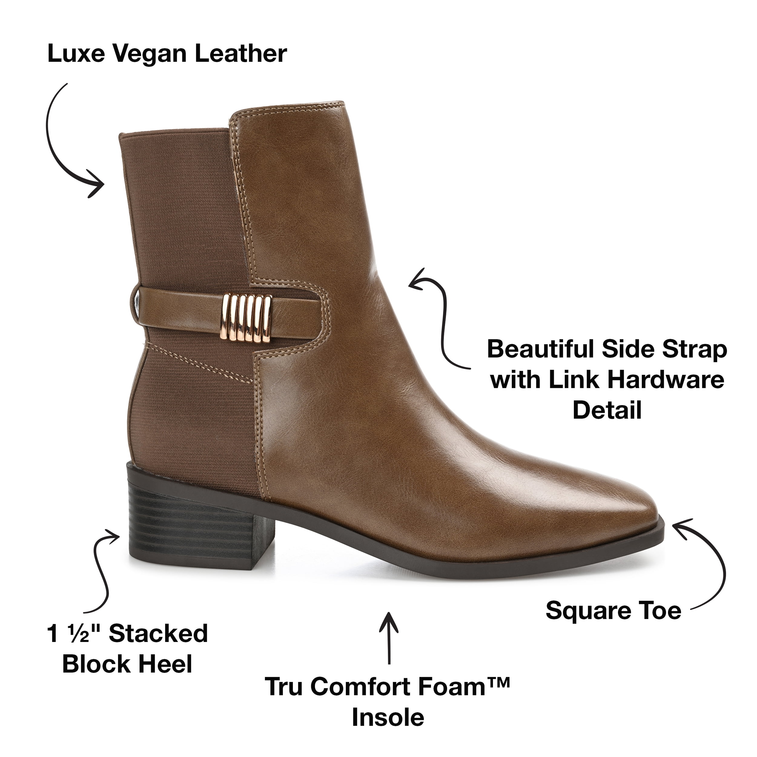 Journee Womens Aubrie Inside Zip Stacked Heel Booties, Widths Available