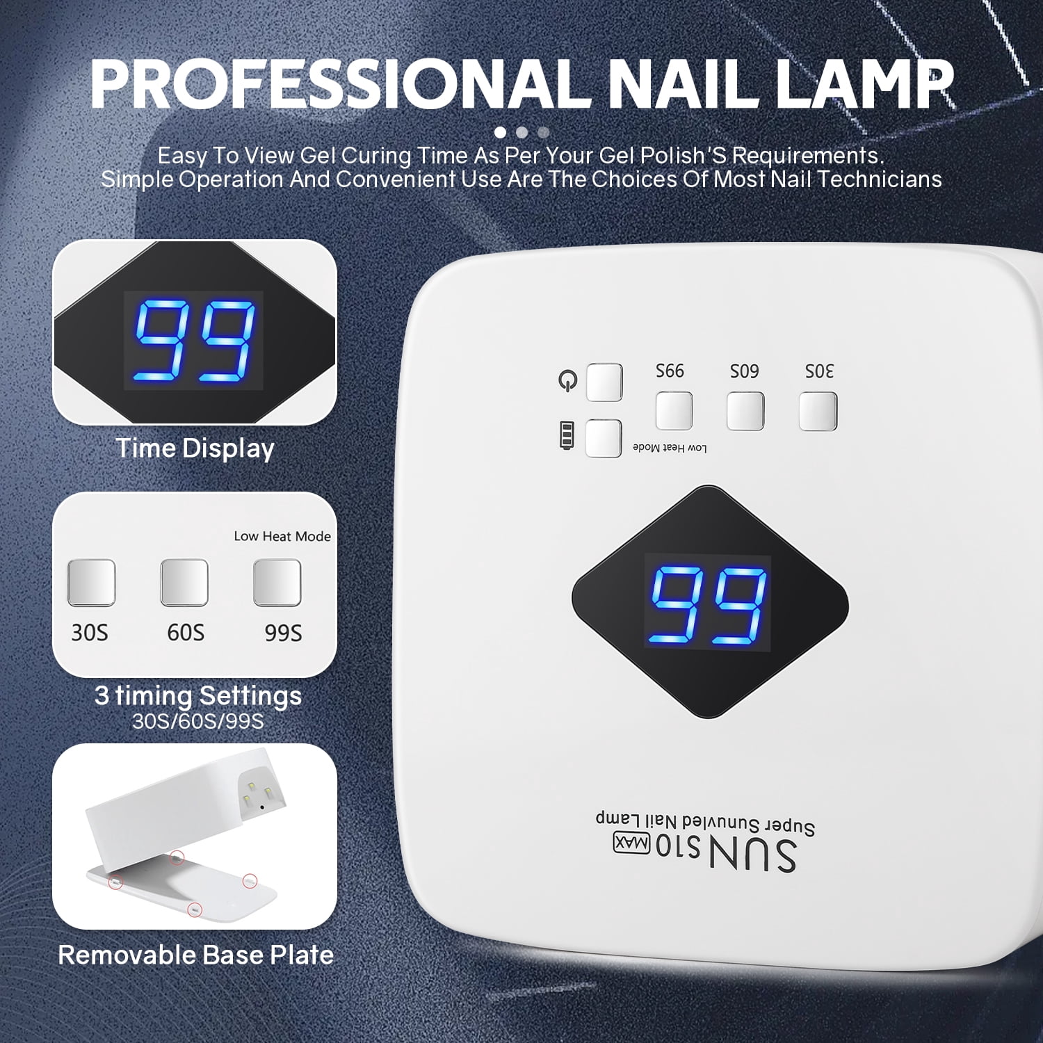 UV LED Nail Lamp 120W Rechargeable – Professional Gel Nail Dryer with 30 Beads, LCD Display, Auto Sensor & 3 Timers for Acrylic & Gel Polish, Salon-Quality Home Manicure