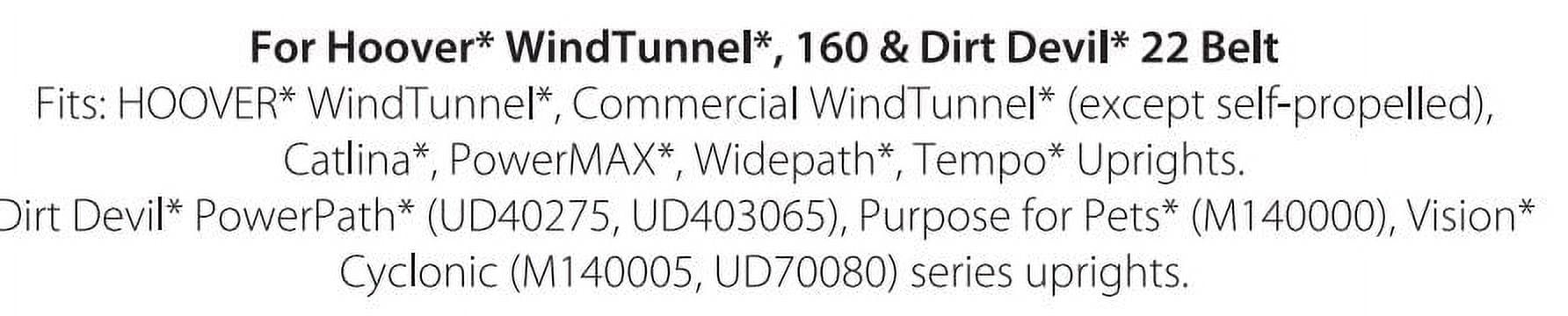 Great Value Replacement Vacuum Belts for Hoover Wind Tunnel 160 and Dirt Devil 22, Plastic, 2 Count