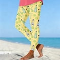 thumbnail image 4 of ersvoioy Leggings for Women Tummy Control Plus Size Summer Floral Print High Waisted Yoga Pants Quick Dry Workout Slim Fit Tight Leggings Yellow XL, 4 of 5