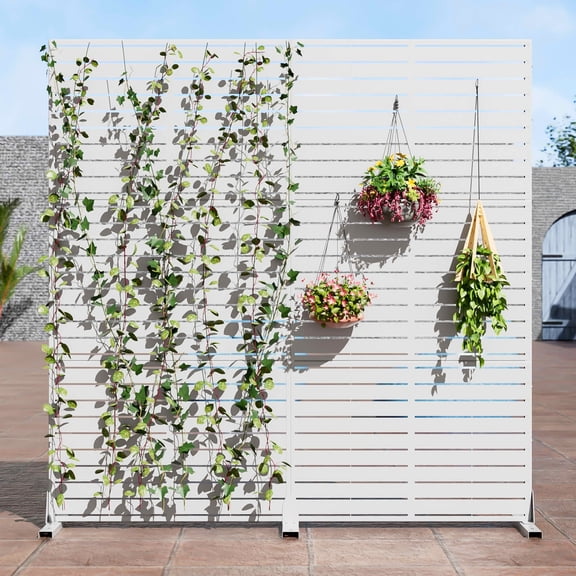 MAYEERTY 72x35 White Double-sided Outdoor Natural Privacy Panel Screen, 6 Piece Set Natural Folding Divider for Backyard and Garden