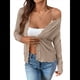 thumbnail image 2 of Suéter de Punto Tipo Cárdigan de Larga con Cuello en V y Botones para Mujer Caqui M, 2 of 9