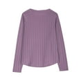 thumbnail image 6 of Spazoro Kids Girls Shirts Tee, Crew Neck 2025 Solid Color Long Sleeve Casual Loose Tops for Child Girls Purple Size 11 T, 6 of 9