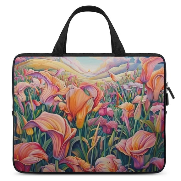 JRXY Flowers Field Sky Laptop Sleeve Carrying Bag Diving Fabric Soft Travel Case Idea 10inch