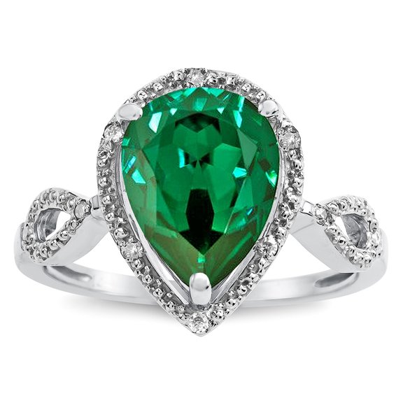 Star K � Vintage Look Halo Large 11x8 Pear Shape Simulated Emerald Ring