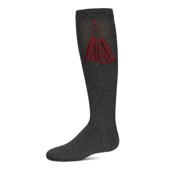 MeMoi  Tassel Cotton Knee High Socks - Girls - Female, 8, Dark Gray Heather