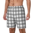 thumbnail image 2 of Uemuo Gray Checkboard Pattern Mens Swim Trunks Quick Dry Board Shorts with Mesh Lining, Stretch Beach Shorts Quick Dry No-Chafing Board Shorts-3X-Large, 2 of 9
