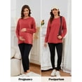 thumbnail image 4 of Ecavus Women's Oversize Maternity Clothes Side Slit Long Sleeves Tops With Pocket Fall Mama Pregnancy Tops Red Wood L, 4 of 7