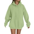 thumbnail image 5 of MIASHUI Women's Raglan Sleeve Pullover Hoodie, Spring Fall Long Sleeve Casual Sweatshirt, Loose Fit Solid Color Hooded Top Light Green,S, 5 of 7