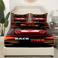 thumbnail image 3 of Erosebridal Fast Car Bed Sheets King,Orange Red Bedding King Size,Car Theme Sheet Set King,Microfiber Geometric Room Decorative,4 Pieces, 3 of 7