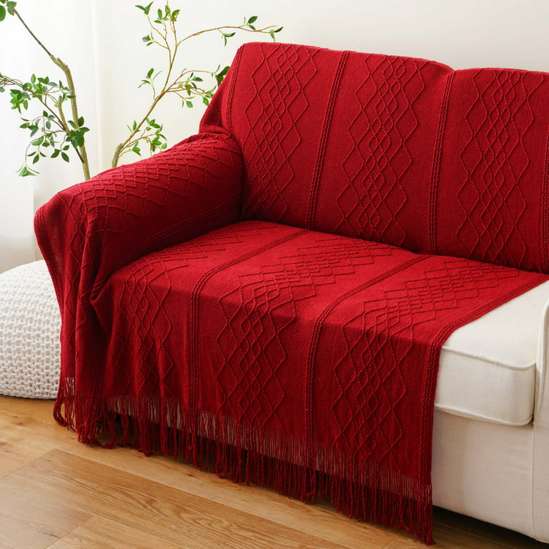 Battilo Red Throw Blanket For Couch Bed