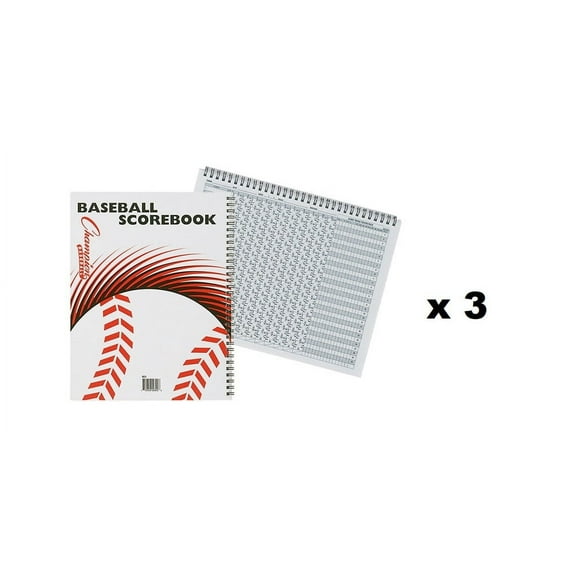 Champion Sports Baseball / Softball 25 Game Scorebook, 15 Players & Sub (3 PACK)