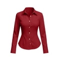 thumbnail image 4 of Xdegoge Long Sleeve Shirts for Women Button Down Dressy Collared Office Work Blouses Slim Fit Business Casual Professional Fall Basic formal Shirts, 4 of 7