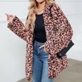 thumbnail image 4 of safuny Women's Winter Soft Fleece Hoodie Coat Faux Furry Jacket Open Front Holiday Leopard Trendy Outwear Fall Vintage Casual Elegant Warm Long Sleeve Pink S, 4 of 6