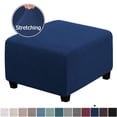 thumbnail image 2 of SUTENGDA Square Ottoman Cover Soft  Stretch Jacquard Ottoman Slipcovers Waterproof Non Slip Footstool Protect With Elastic Bottom Machine Washable-Primary color, 2 of 7