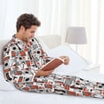 thumbnail image 6 of Naloa Modern Life Men’s Pajamas Set - Long Sleeve Button Down Sleep Shirt and Pajama Bottoms Sleepwear Set-Medium, 6 of 7