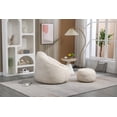 thumbnail image 4 of Round Bean Bag Chair with Ottoman, High Pressure Foam Lazy Sofa Chair with Footstool, Ultra Soft BeanBag Chair with Memory Sponge Filler, Floor Lounge Chair for Living Room, Bedroom, Beige, 4 of 8