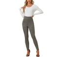 thumbnail image 2 of FALDAS CURVAS Leggings de Ante Sintético para Mujeres, Cintura Alta, Pantalones Ajustados, XL, Gris Oscuro, 2 of 6