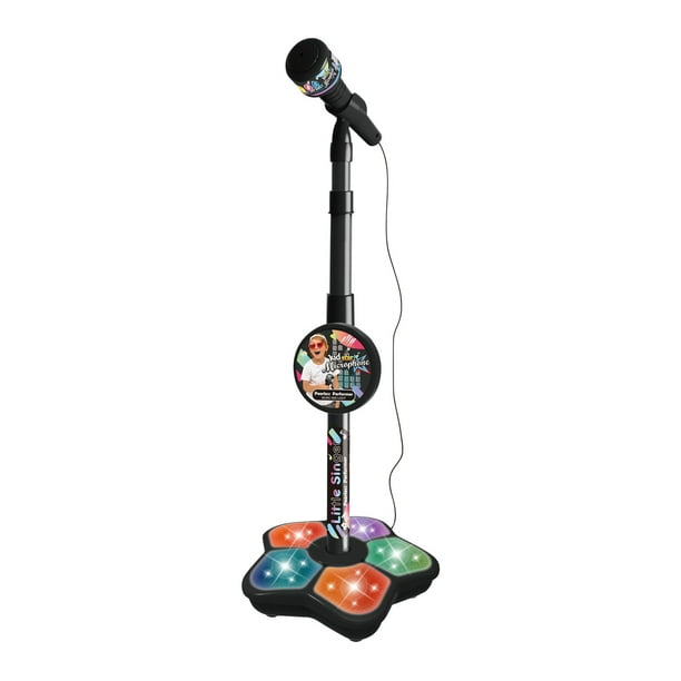 Micrófono de karaoke para niños con soporte | Juguete musical ajustable con luces intermitentes y efectos de sonido | Compatible con MP3 para entretenimiento y fiestas infantiles