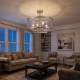 thumbnail image 4 of Vivio Lighting Ravenna 20 in Modern Dimmable 4-Light Brushed Nickle Dining Room Flush Mount Lights with Shades, 4 of 5