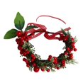 thumbnail image 3 of Western Fashion Inc. Red Holly Renaissance Flower Garland Crown 70123, 3 of 5