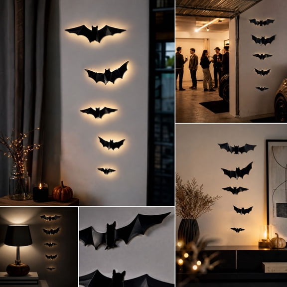 Halloween LED Bat Night Light, Garage Party Window Room Wall Decoration