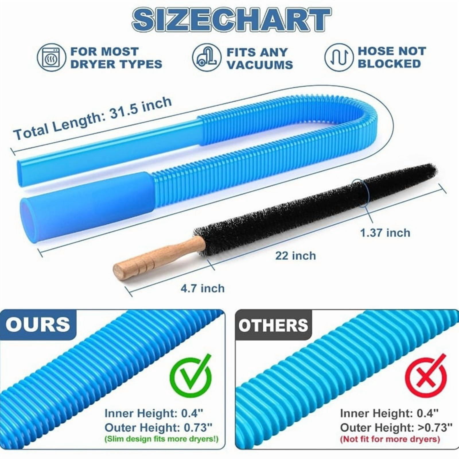 4 Pieces Dryer Vent Cleaner Kit Compatible with All Vacuum Cleaner Dryer Lint Brush and Vacuum Hose Attachment