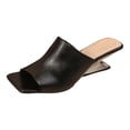 thumbnail image 5 of Rokment Metallic Geometric Wedge High Heels Square Toe Mules for Women Ladies 2026 Fashion Casual Leather Dress Slip on Backless Slides Sandals Summer Black Size 6, 5 of 6