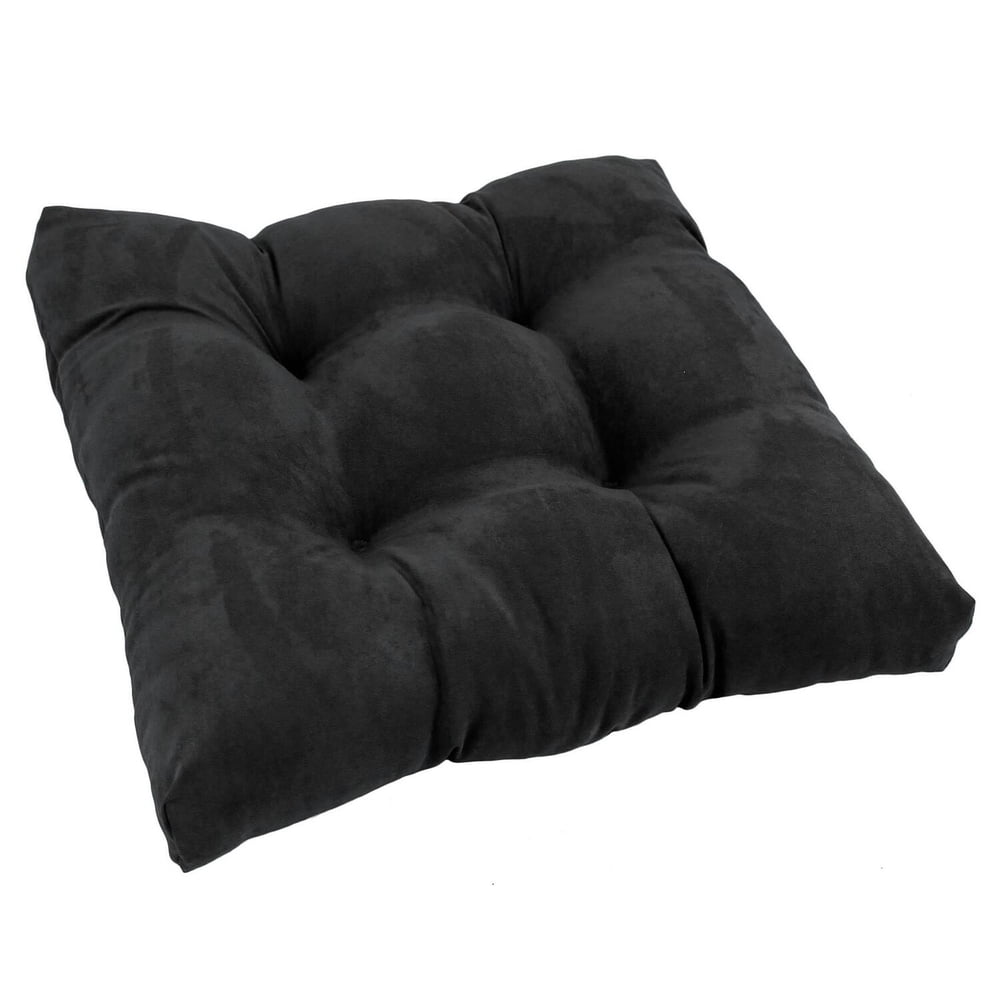 19-inch Squared Microsuede Tufted Dining Chair Cushion-Color:Black
