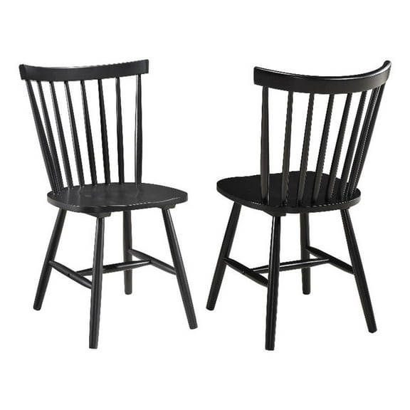 Pemberly Row Farmhouse Windsor Wood Dining Side Chairs in Black
