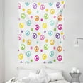 thumbnail image 1 of Groovy Tapestry, Peace Symbol Lifestyle Sign Slogan Celebration Merry Jolly Happy Theme Artful Design, Wall Hanging for Bedroom Living Room Dorm Decor, 60W X 80L Inches, Multicolor, by Ambesonne, 1 of 2
