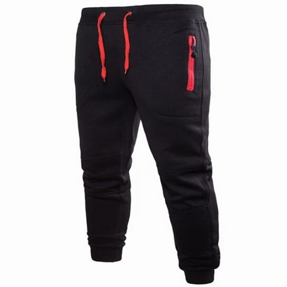 Men‘s Sport Jogger Pants Long Trousers Fitness Workout Joggers with Zipper Pockets Deep Gray L